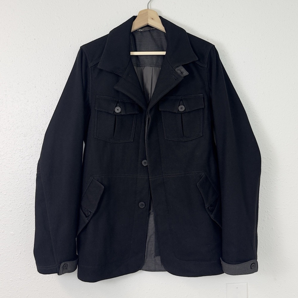 Nau Utility Shirt Jacket Black Wool Blend Button Down Field Gorpcore Coat S